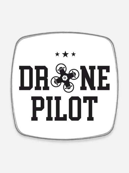 Pilote de drone - Magnet carré - blanc