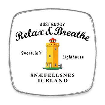 Phare d’Islande Svörtuloft, Relax - Magnet carré - blanc - Devant