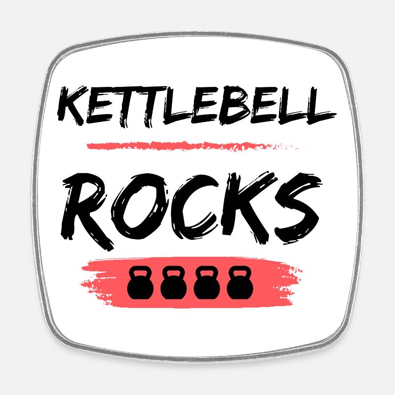 Kettlebell ROCKS Shirts - Viereckiger Kühlschrankmagnet - Weiß