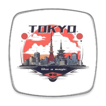 Tokyo City is Like a Magic - Viereckiger Kühlschrankmagnet - Weiß - Vorne