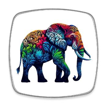 Elefant - Viereckiger Kühlschrankmagnet - Weiß - Vorne