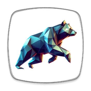 3D Geometric Origami Bear - Square fridge magnet - white - Front