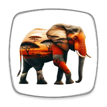 Elefant - Viereckiger Kühlschrankmagnet - Weiß - Vorne
