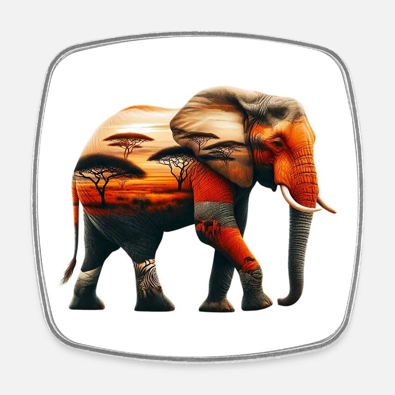 Elefant - Viereckiger Kühlschrankmagnet - Weiß