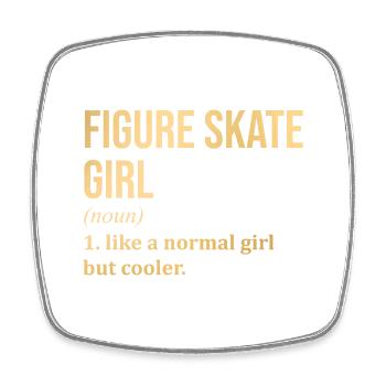 Patinage artistique - Magnet carré - blanc - Devant