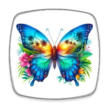 Schmetterling - Viereckiger Kühlschrankmagnet - Weiß - Vorne