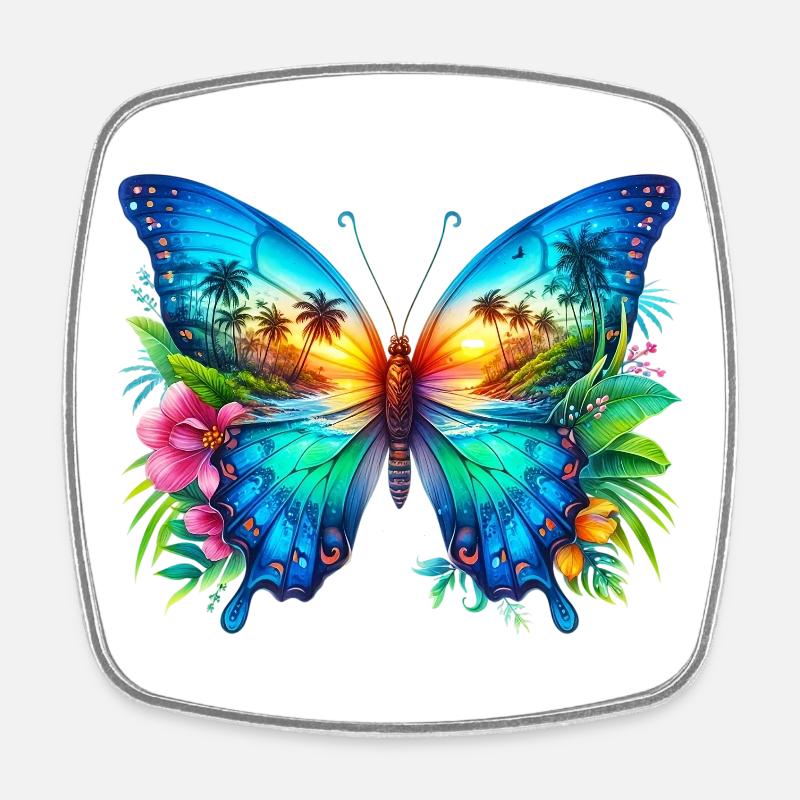 Schmetterling - Viereckiger Kühlschrankmagnet - Weiß