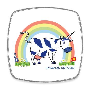BAVARIAN UNICORN - Regenbogen - Viereckiger Kühlschrankmagnet - Weiß - Vorne
