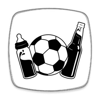 Erster Vatertag Fußball Papa Sohn Baby Flasche - Viereckiger Kühlschrankmagnet - Weiß - Vorne