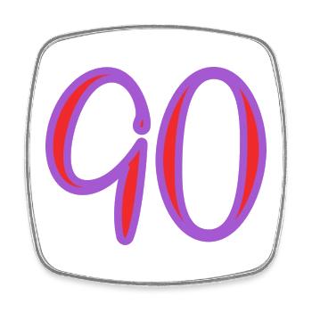90. 90 YEARS. 90TH ANNIVERSARY. 90TH ANNIVERSARY. - Square fridge magnet - white - Front