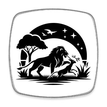 Lion on safari - Square fridge magnet - white - Front