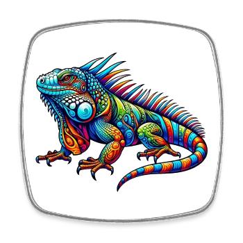 Leguan - Viereckiger Kühlschrankmagnet - Weiß - Vorne