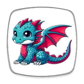 Drache - Viereckiger Kühlschrankmagnet - Weiß - Vorne