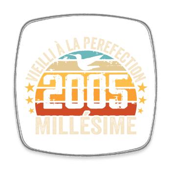 Jahrgang 2005 Retro Geburtstagsgeschenk 2005 - Viereckiger Kühlschrankmagnet - Weiß - Vorne