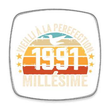 Millésime 1991 Cadeau D’anniversaire Rétro 1991 - Magnet carré - blanc - Devant