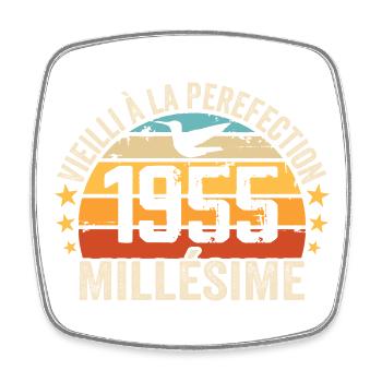 Millésime 1955 Cadeau D’anniversaire Rétro 1955 - Magnet carré - blanc - Devant