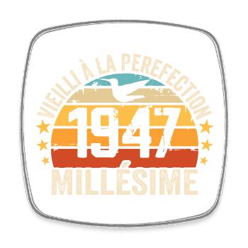 Millésime 1947 Cadeau D’anniversaire Rétro 1947 - Magnet carré - blanc - Devant