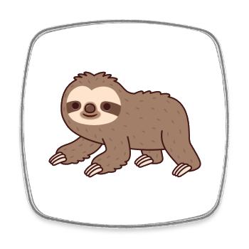 Cute Crawling Sloth - Square fridge magnet - white - Front