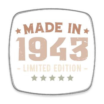 Hergestellt 1943 Geburtstagsgeschenk 1943 Jahrgang 1943 - Viereckiger Kühlschrankmagnet - Weiß - Vorne