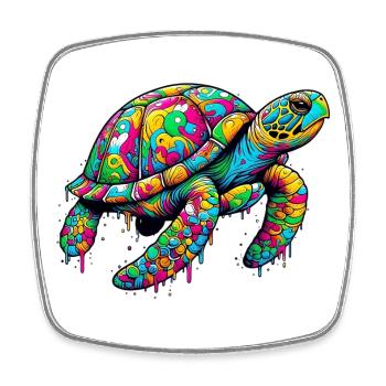 Tortue - Magnet carré - blanc - Devant