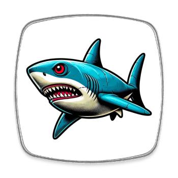 Requin - Magnet carré - blanc - Devant