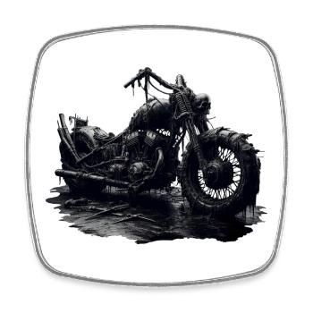 Rostiges Apokalypse Motorrad - Dark Fantasy Skull - Viereckiger Kühlschrankmagnet - Weiß - Vorne