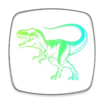 Dinosaur Tyrannosaurus Rex, Blue Green T-Rex - Square fridge magnet - white - Front