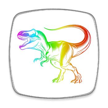 dinosaure tyrannosaure rex, t-rex arc-en-ciel - Magnet carré - blanc - Devant
