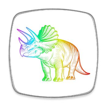 Rainbow Triceratops Dinosaur - Square fridge magnet - white - Front