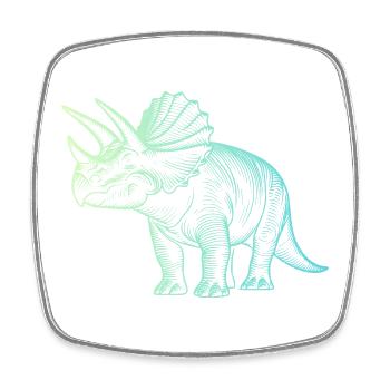 Dessin de dinosaure triceratops dégradé bleu vert - Magnet carré - blanc - Devant