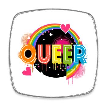 Colorful Queer Typo Pride Month Equal Rights LGBTQ - Square fridge magnet - white - Front