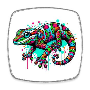 Gecko - Viereckiger Kühlschrankmagnet - Weiß - Vorne