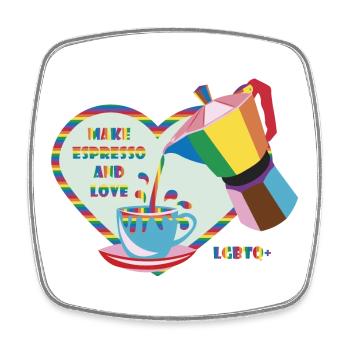 Espresso yourself and love :) - Square fridge magnet - white - Front