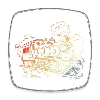 90s Locomotive Sketch - Square fridge magnet - white - Front