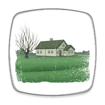 Haus mit kahlem Baum dirty effect - Viereckiger Kühlschrankmagnet - Weiß - Vorne