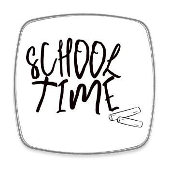 School Time – Minimal Schulstart Design - Viereckiger Kühlschrankmagnet - Weiß - Vorne