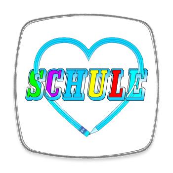 Bleistift Herz Schule Schrift blau Schulanfang - Viereckiger Kühlschrankmagnet - Weiß - Vorne