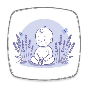 Bébé en lavande - Magnet carré - blanc - Devant