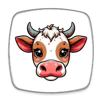 Vache - Magnet carré - blanc - Devant
