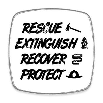 Rescue Extinguish Recovery Protect - Square fridge magnet - white - Front
