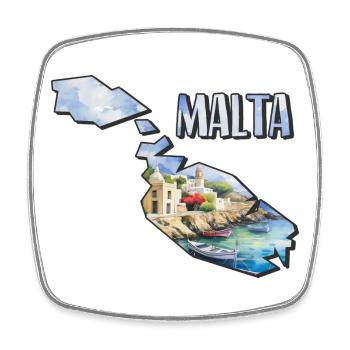 Aquarell Landkarte Malta - Viereckiger Kühlschrankmagnet - Weiß - Vorne