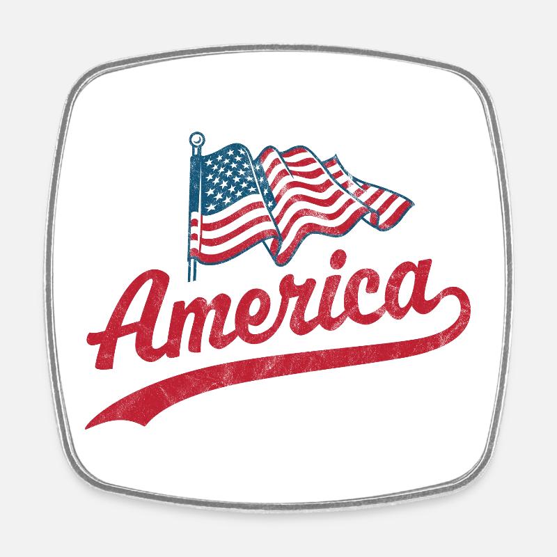 Amerika Flagge - Viereckiger Kühlschrankmagnet - Weiß