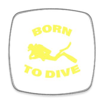 BORN TO DIVE - Viereckiger Kühlschrankmagnet - Weiß - Vorne