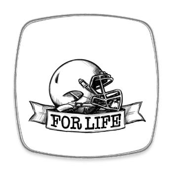 American Football Helmet - For Life - Square fridge magnet - white - Front