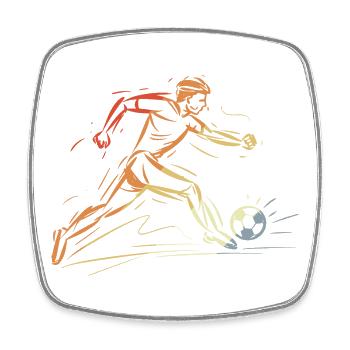 Soccer Player Drawing Retro - Square fridge magnet - white - Front