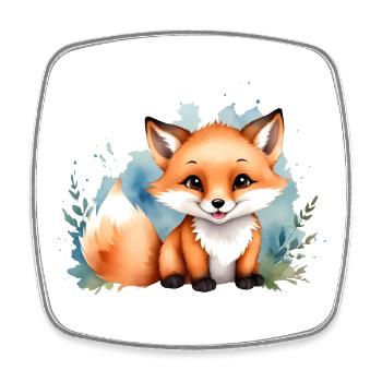 Cute Little Fox - Watercolor Motif - Square fridge magnet - white - Front