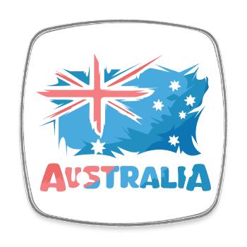 Australia Flag Comic Illustration Icon Logo - Square fridge magnet - white - Front