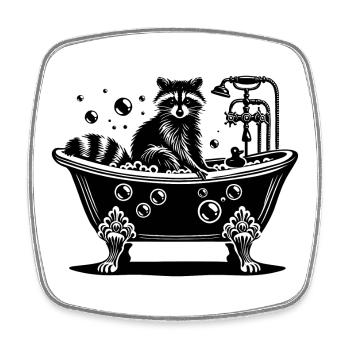 Niedlicher Waschbär in der Badewanne - Viereckiger Kühlschrankmagnet - Weiß - Vorne