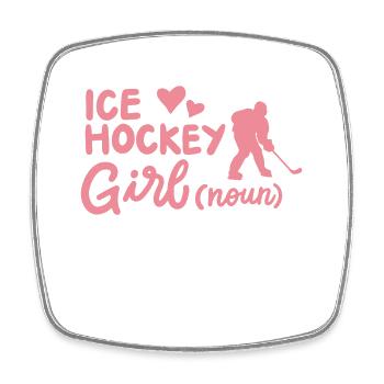 Eishockey Mädchen Hockey Spieler - Viereckiger Kühlschrankmagnet - Weiß - Vorne