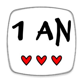 1. 1 Jahr. 1. JAHRESTAG. 1-JÄHRIGES JUBILÄUM. ANNI - Viereckiger Kühlschrankmagnet - Weiß - Vorne